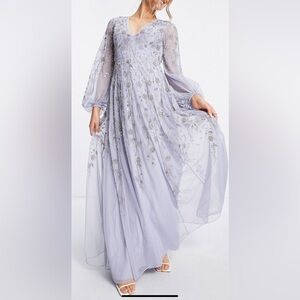 ASOS design maxi dress with blouson sleeve and delicate floral embellishment